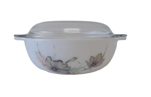 Vintage Hanamori Milk Glass Casserole