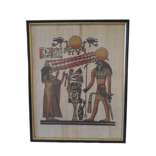 Egyptian Scene III- Painting on Papyrus in Plastic Frame in Glass - 400mm x 300mm