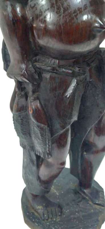 African Wooden Carving - Fisherman, Smoking (QC1165)
