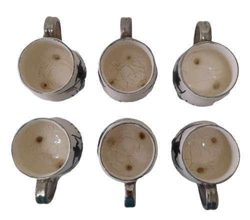 6 x Africana Ceramic Cups - Hand painted