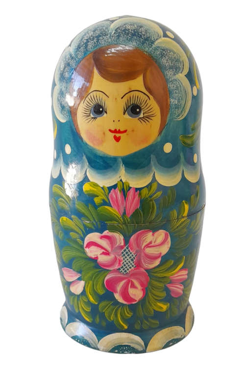 Hand Painted Vintage Wooden Nesting Dolls 5 Piece