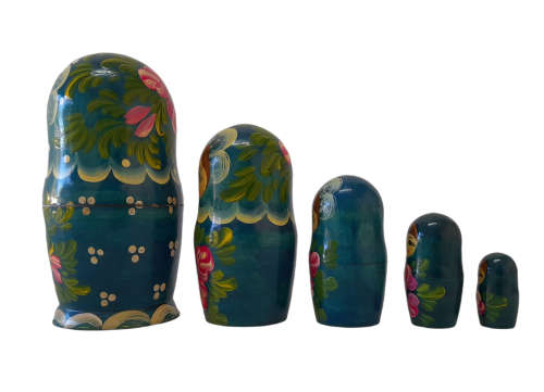 Hand Painted Vintage Wooden Nesting Dolls 5 Piece