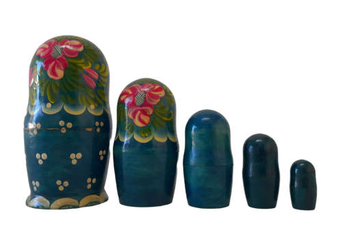 Hand Painted Vintage Wooden Nesting Dolls 5 Piece