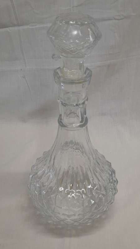 Vintage Glass Decanter - Diamond Cut Design