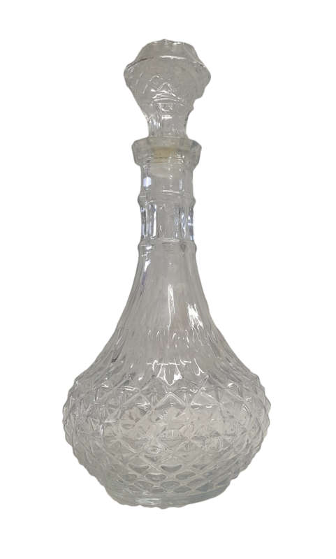 Vintage Glass Decanter - Diamond Cut Design