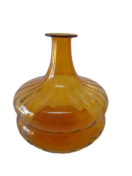 Vintage Handblown Glass Amber Vase  