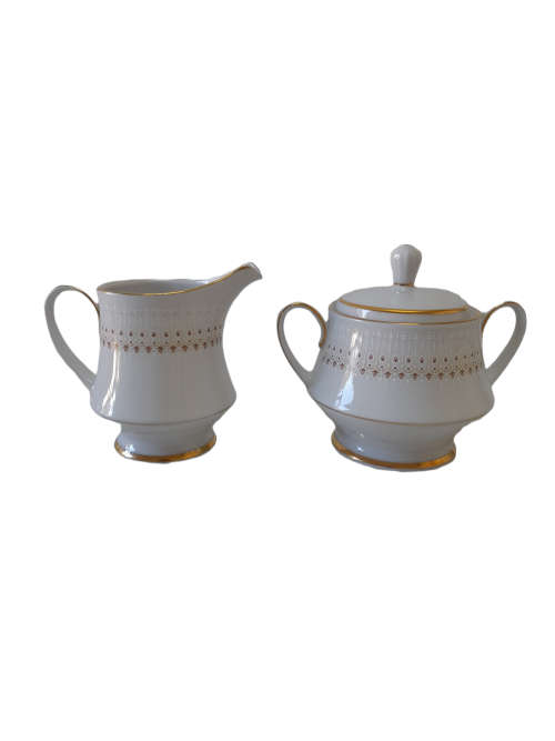 Noritake Contemporary Fine China Sugar Bowl and Creamer - Keenan Pattern  