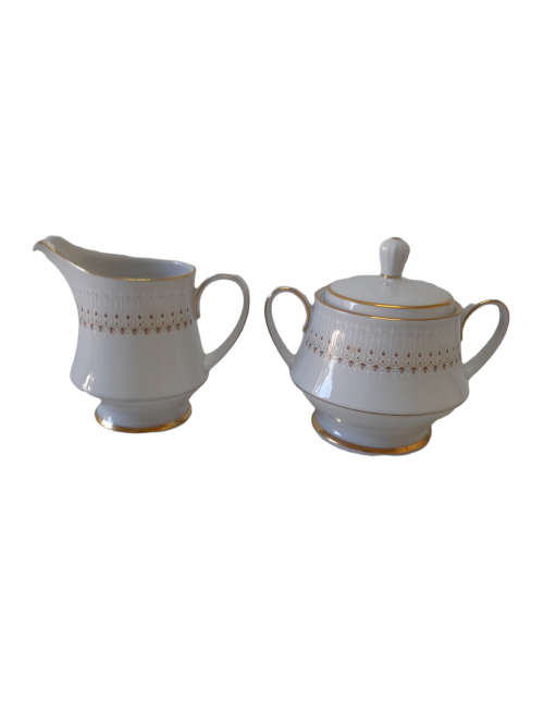Noritake Contemporary Fine China Sugar Bowl and Creamer - Keenan Pattern  