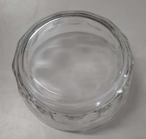 Arcoroc France Serving Bowl Clear Glass Thumbprint
