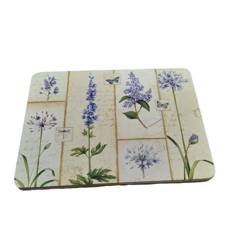 Purple Floral Postcard Placemats x 4