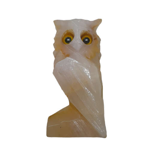 Vintage Hand Carved Stone Owl Figurine
