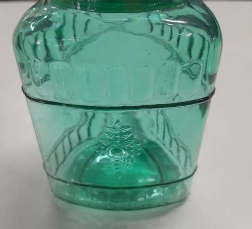 Green Triangular Jar with Round Bubble Lid