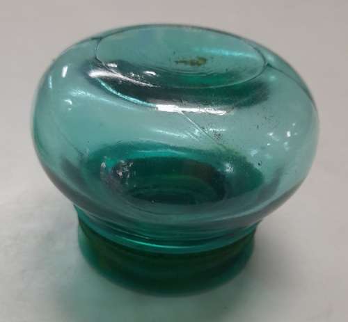 Green Triangular Jar with Round Bubble Lid