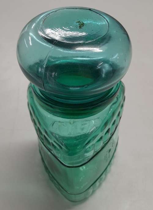 Green Triangular Jar with Round Bubble Lid