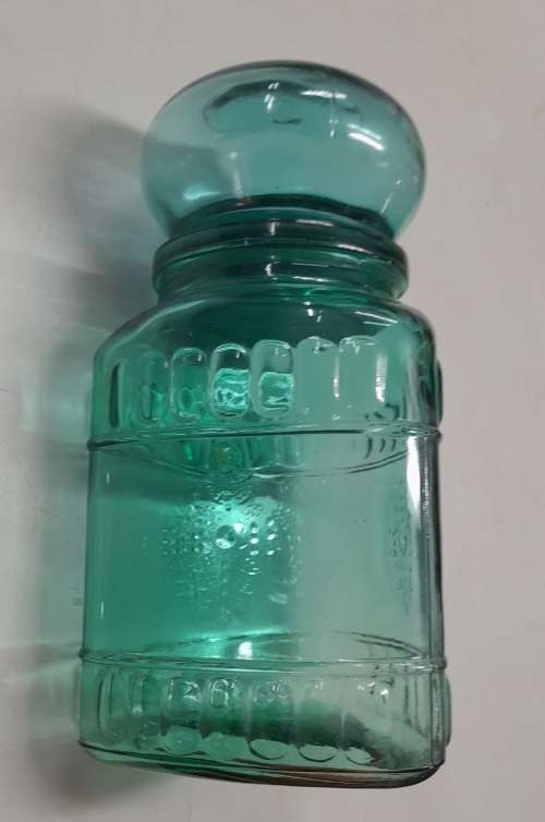 Green Triangular Jar with Round Bubble Lid