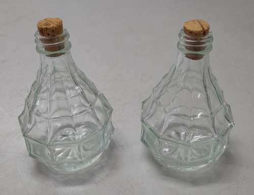 Pressed Glass Jacobean Condiment Bottle (Oil/Vinegar) x 2