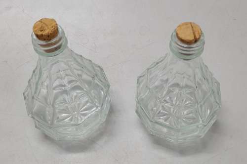 Pressed Glass Jacobean Condiment Bottle (Oil/Vinegar) x 2