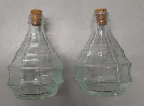 Pressed Glass Jacobean Condiment Bottle (Oil/Vinegar) x 2
