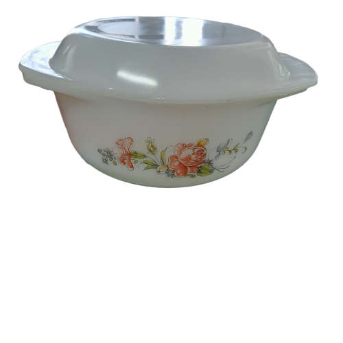 Vintage Arcopal France Dish With Red and Blue Flowers