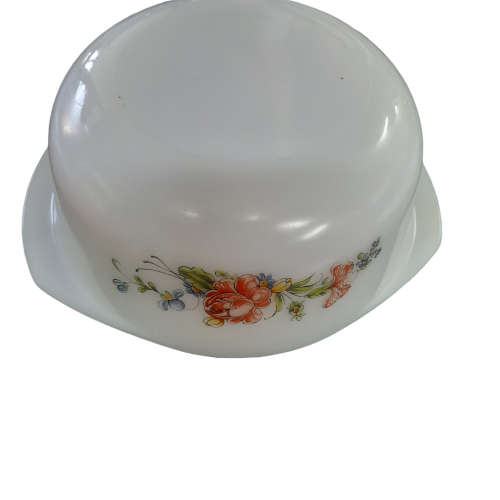Vintage Arcopal France Dish With Red and Blue Flowers