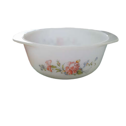 Vintage Arcopal France Dish With Red and Blue Flowers