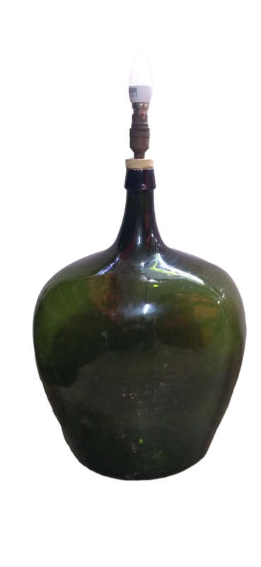 Antique Demijohn Large Bottle, Green