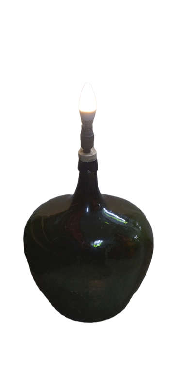 Antique Demijohn Large Bottle, Green