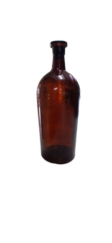 Vintage Tall Amber Glass Bottle / Apothecary Jar