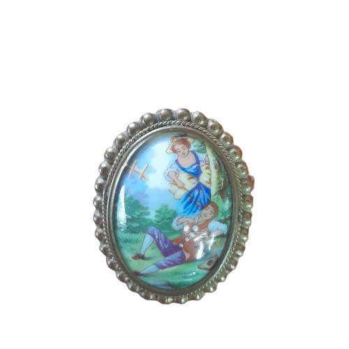 Vintage Limoges French Porcelain Brooch