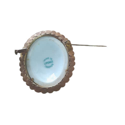 Vintage Limoges French Porcelain Brooch