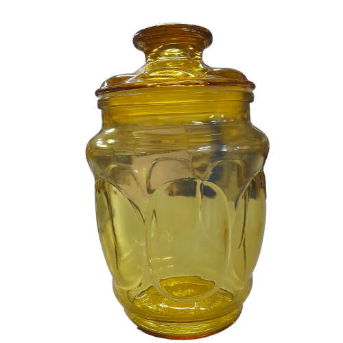 Amber Lidded Glass Jar / Canister