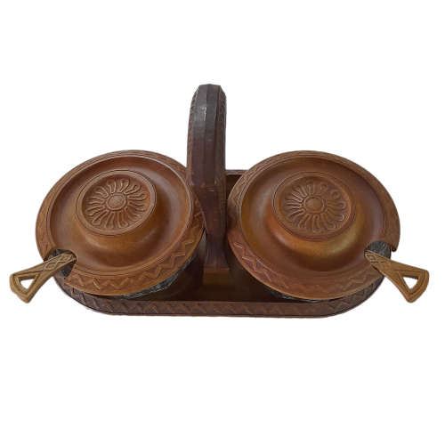 Wood and Glass Condiment Set Made in Italy