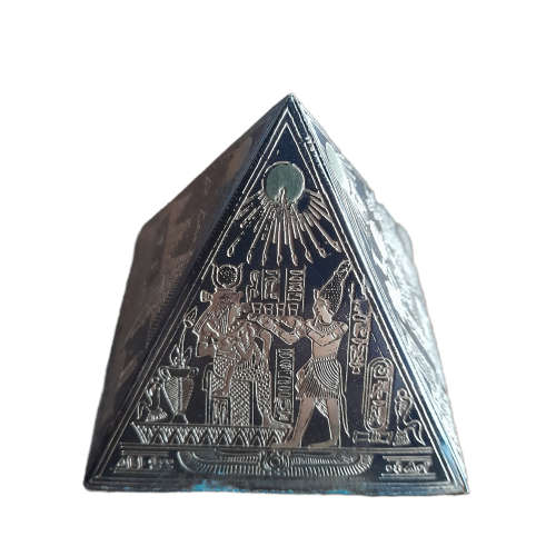 Egyptian Etched Brass Pyramid Paperweight