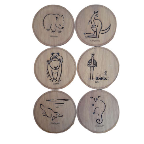 Australian Button Works Blackwood Coasters x 6