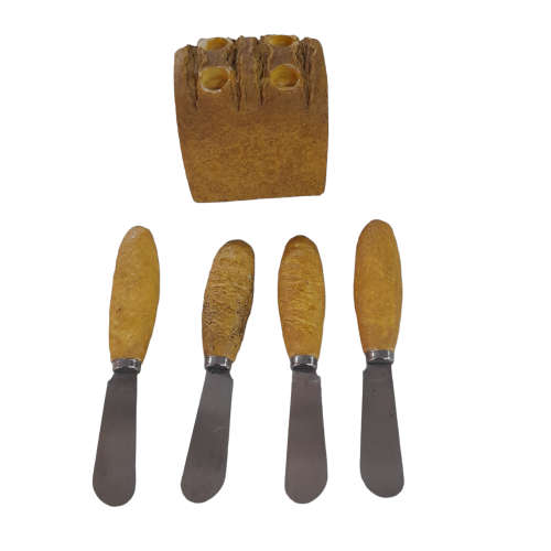 Vintage Sagaform Bread Loaf Knife Block with Butterknives