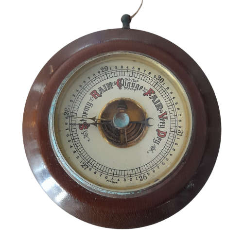 Small Brass and Wood Barometer