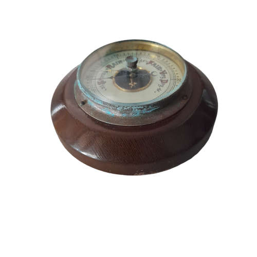 Small Brass and Wood Barometer