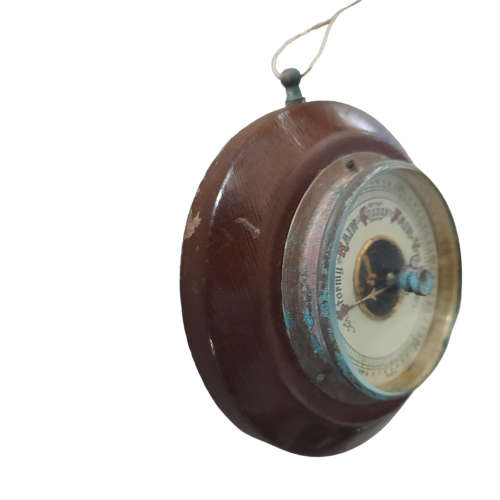 Small Brass and Wood Barometer