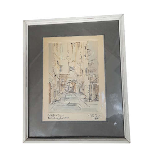 Framed Original Painted Sketch of Riddle`s Court