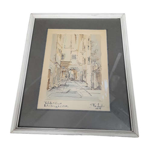 Framed Original Painted Sketch of Riddle`s Court