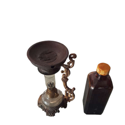 Antique Vapo Cresolene Medical Vaporizer, Original Lamp and shade and Box + Open Bottle of Cresolene