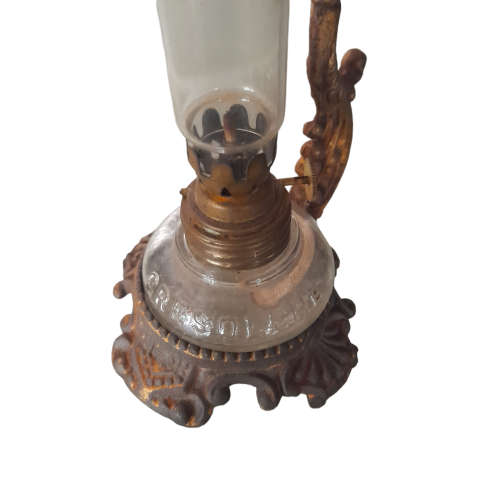 Antique Vapo Cresolene Medical Vaporizer, Original Lamp and shade and Box + Open Bottle of Cresolene