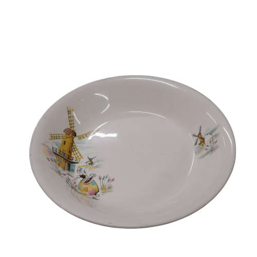 Vintage Alfred Meakin Bowl - Windmill, Girl and Tulips