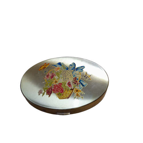Vintage Flamingo Golden Powder Compact