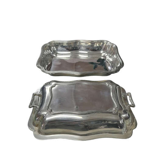 Antique Silver Plated  HB and H Entree Dish, Lidded  With Twin Handles