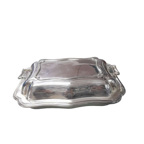 Antique Silver Plated  HB and H Entree Dish, Lidded  With Twin Handles