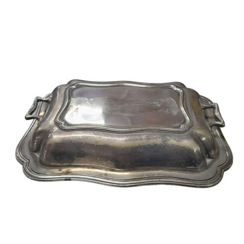 Antique Silver Plated  HB and H Entree Dish, Lidded  With Twin Handles