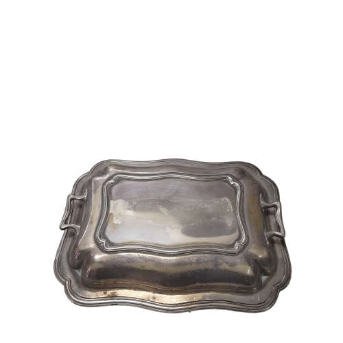 Antique Silver Plated  HB and H Entree Dish, Lidded  With Twin Handles