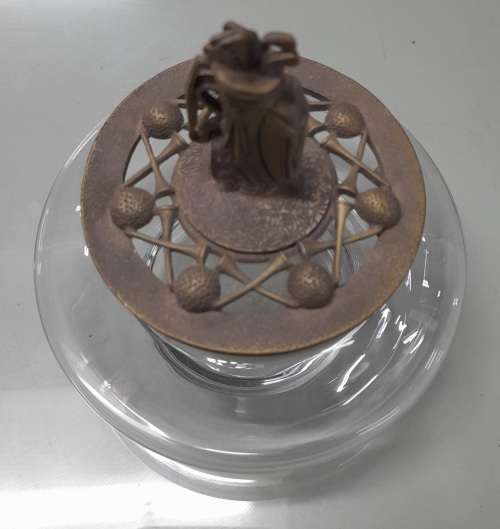 Princess House Pewter Golf Bag and Clubs  Sculpture 1991 On A Glass Jar