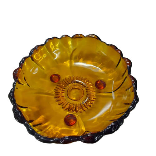 Vintage Retro Flower Shaped Footed Indiana Glass Colony Sunflower Petals Salad Bowl